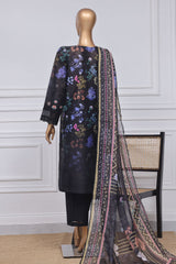 Sada Bahar Stitched 3 Piece Printed Chikankari Vol-01 Suit-PCK-Black