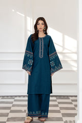 Flutterby Stitched 2 Piece Cotton Satin Winter Collection'2025-Selena-zn