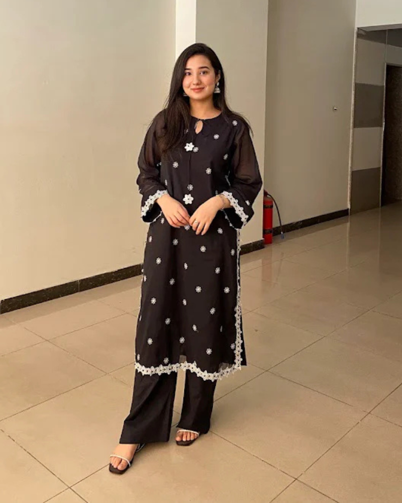 Urban Cut 2 Piece Chikankaari Embroidered Suit  ( linned)