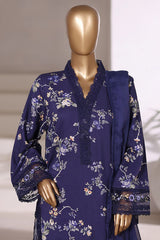 Malika By Sada bahar Stitched 3 Piece Viscose With Farshi Shalwar Vol-01 Suit-VCK-543-Navy Blue