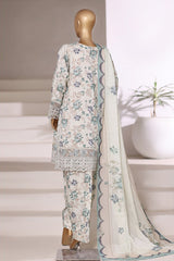 Malika By Sada bahar Stitched 3 Piece Viscose With Farshi Shalwar Vol-01 Suit-VCK-545-Off White