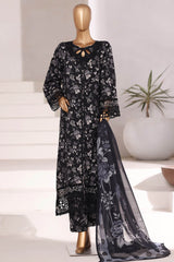 Sada Bahar Stitched 3 Piece Festive Emb Viscose Suit-VCK-549-Black