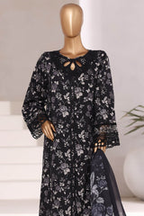 Sada Bahar Stitched 3 Piece Festive Emb Viscose Suit-VCK-549-Black