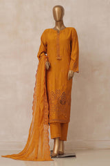 Sada Bahar Stitched 3 Piece Chikankari Viscose Suit-VCK-Golden