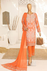 Hz Unstitched 3 Piece Vital Glam Emb Lawn Suit-VGE-43