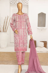 Hz Unstitched 3 Piece Vital Glam Emb Lawn Suit-VGE-47