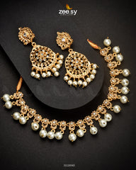 Veiled Necklace Set Champagne - Zeesy Jewellery