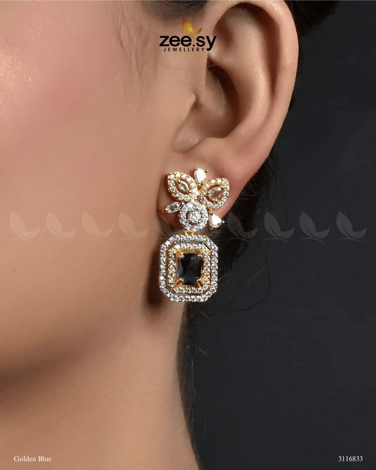 Vinca Earrings Golden Blue - Zeesy Jewellery