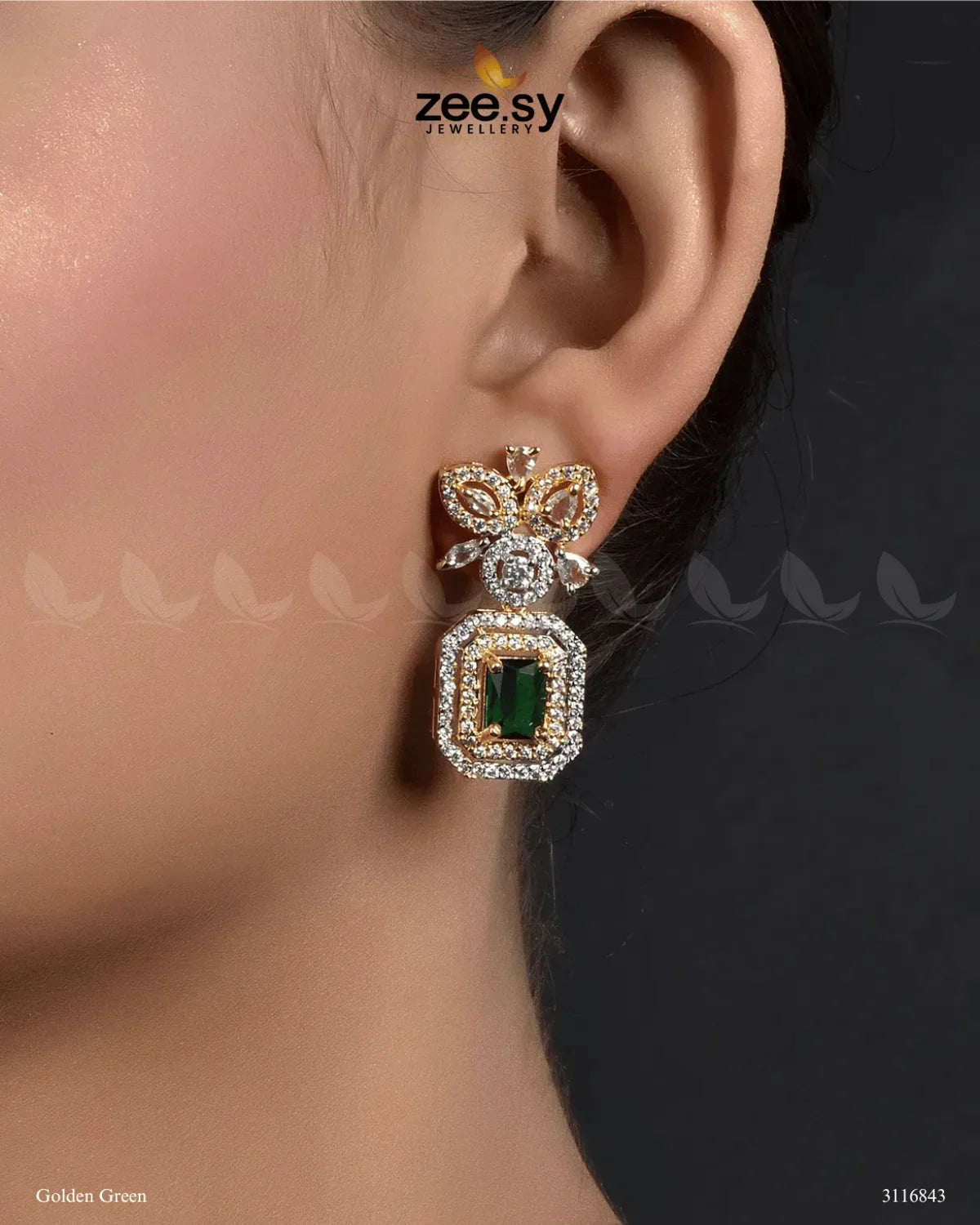Vinca Earrings Golden Green - Zeesy Jewellery