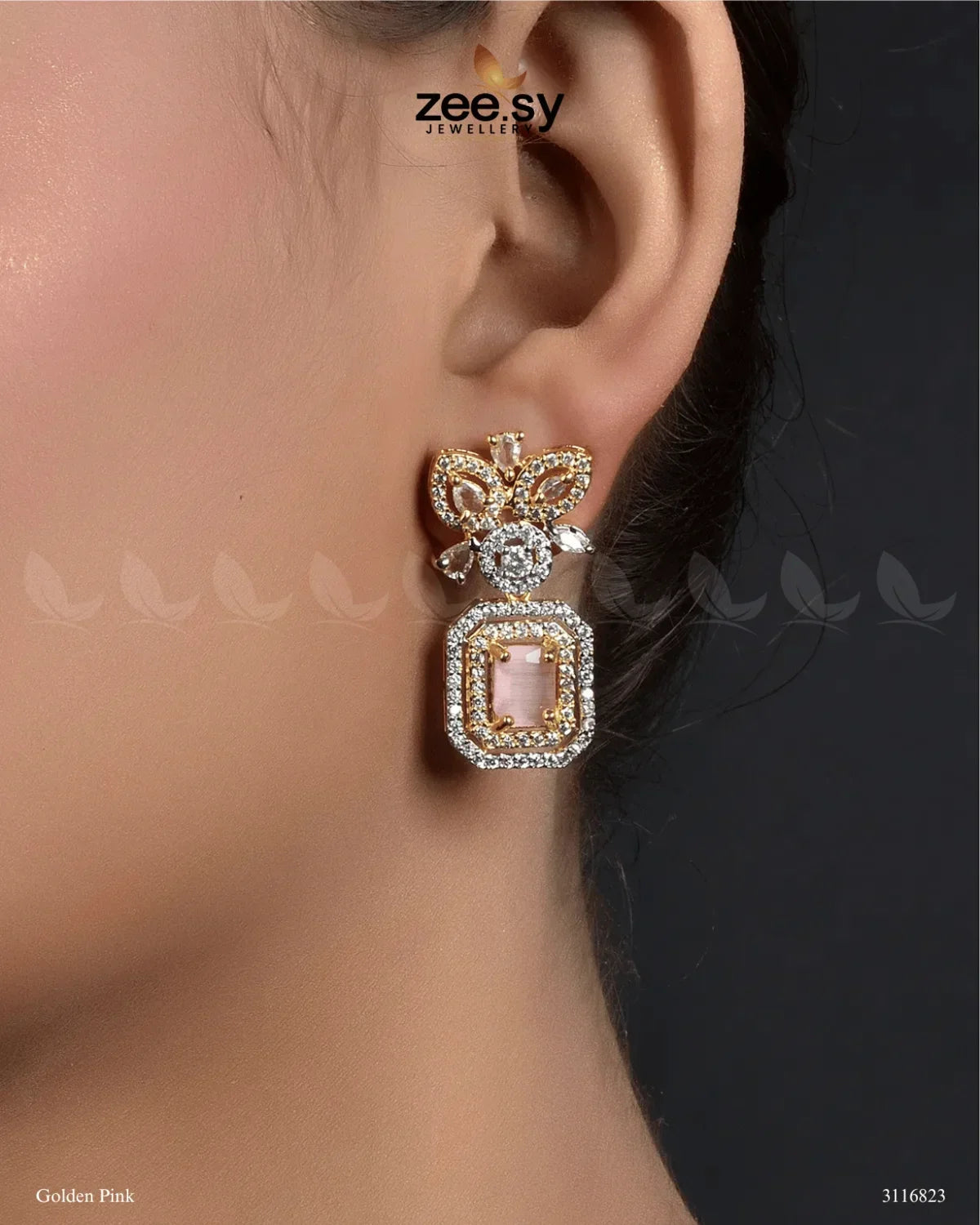 Vinca Earrings Golden Pink - Zeesy Jewellery