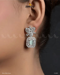 Vinca Earrings Silver Mint Green - Zeesy Jewellery