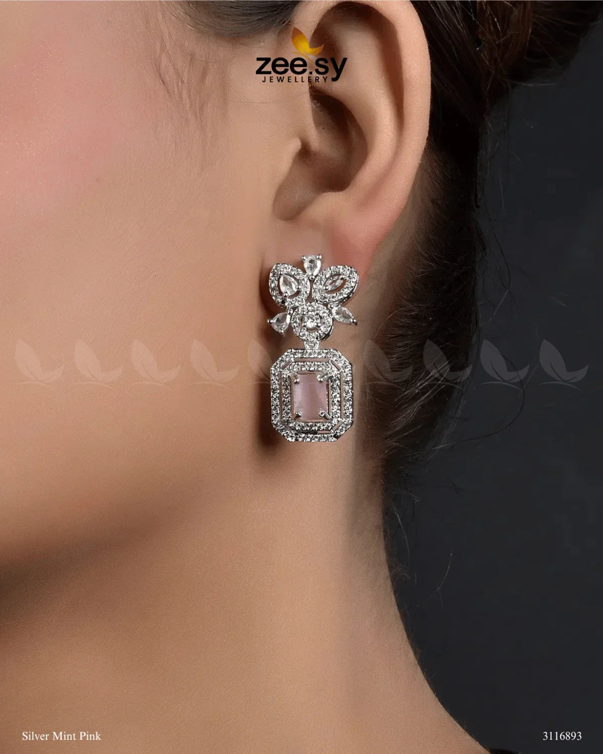 Vinca Earrings Silver Mint Pink - Zeesy Jewellery