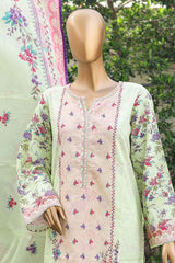 Bin Saeed Stitched 3 Piece Printed Cotton Mid Summer Collection'2024-WC-1070-Mint