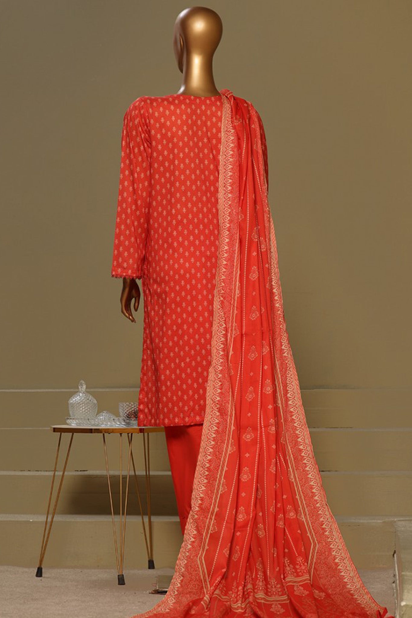 Bin Saeed Stitched 3 Piece Exclusive Chikankari Cotton Vol-01 Collection'2024-WC-1122-Red