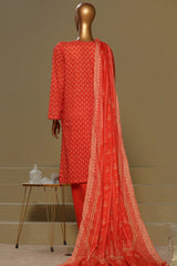 Bin Saeed Stitched 3 Piece Exclusive Chikankari Cotton Vol-01 Collection'2024-WC-1122-Red