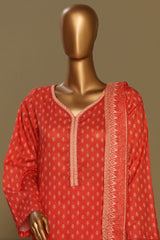 Bin Saeed Stitched 3 Piece Exclusive Chikankari Cotton Vol-01 Collection'2024-WC-1122-Red