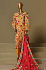 Bin Saeed Stitched 3 Piece Exclusive Chikankari Cotton Vol-01 Collection'2024-WC-1124-Mustard