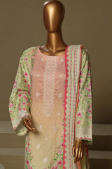 Bin Saeed Stitched 3 Piece Exclusive Chikankari Cotton Vol-01 Collection'2024-WC-1128-Pista
