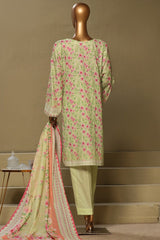 Bin Saeed Stitched 3 Piece Exclusive Chikankari Cotton Vol-01 Collection'2024-WC-1128-Pista