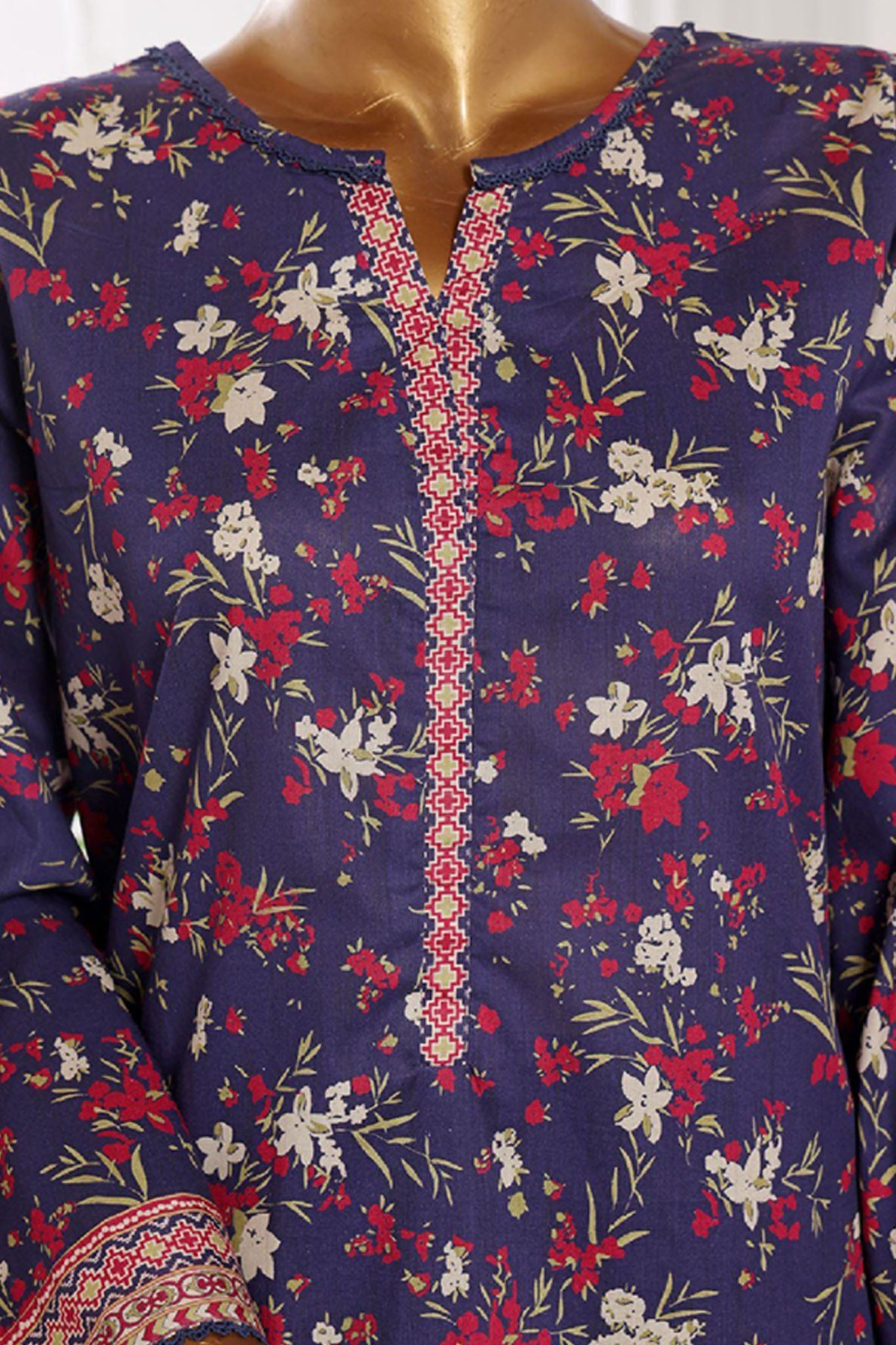Bin Saeed Stitched 3 Piece Exclusive Printed Cotton Collection'2024-WC-1301-Blue