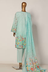 Bin Saeed Stitched 3 Piece Exclusive Printed Cotton Collection'2024-WC-1306-Ferozi