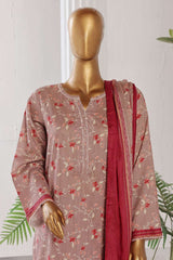 Bin Saeed Stitched 3 Piece Exclusive Printed Cotton Collection'2024-WC-1309-Brown