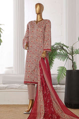 Bin Saeed Stitched 3 Piece Exclusive Printed Cotton Collection'2024-WC-1309-Brown