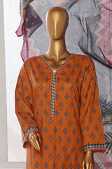 Bin Saeed Stitched 3 Piece Exclusive Printed Cotton Collection'2024-WC-1310-Rust
