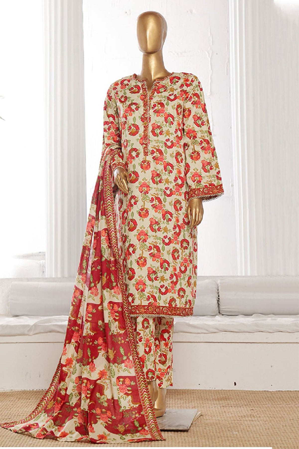 Bin Saeed Stitched 3 Piece Exclusive Printed Cotton Collection'2024-WC-1311-Skin