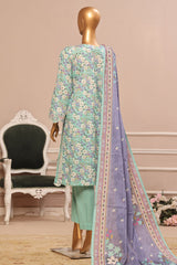 Bin Saeed Stitched 3 Piece Exclusive Emb Lawn Vol-02 Collection-WC-1562-Ferozi