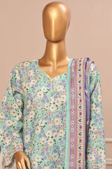 Bin Saeed Stitched 3 Piece Exclusive Emb Lawn Vol-02 Collection-WC-1562-Ferozi