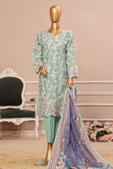 Bin Saeed Stitched 3 Piece Exclusive Emb Lawn Vol-02 Collection-WC-1562-Ferozi