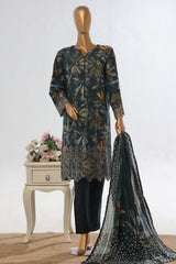 Bin Saeed Stitched 3 Piece Exclusive Emb Lawn Vol-02 Collection-WC-1563-Black