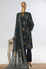 Bin Saeed Stitched 3 Piece Exclusive Emb Lawn Vol-02 Collection-WC-1563-Black