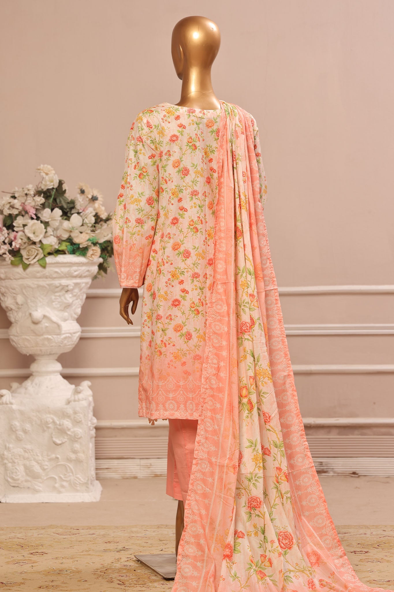 Bin Saeed Stitched 3 Piece Exclusive Emb Lawn Vol-02 Collection-WC-1564-Pink