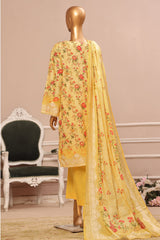 Bin Saeed Stitched 3 Piece Exclusive Emb Lawn Vol-02 Collection-WC-1565-Yellow