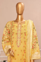Bin Saeed Stitched 3 Piece Exclusive Emb Lawn Vol-02 Collection-WC-1565-Yellow