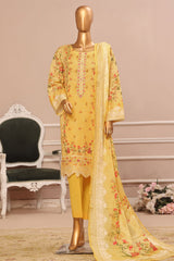 Bin Saeed Stitched 3 Piece Exclusive Emb Lawn Vol-02 Collection-WC-1565-Yellow