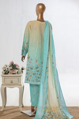 Bin Saeed Stitched 3 Piece Exclusive Emb Lawn Vol-02 Collection-WC-1566-Ferozi