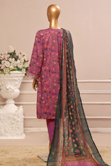 Bin Saeed Stitched 3 Piece Exclusive Emb Lawn Vol-02 Collection-WC-1567-Maroon