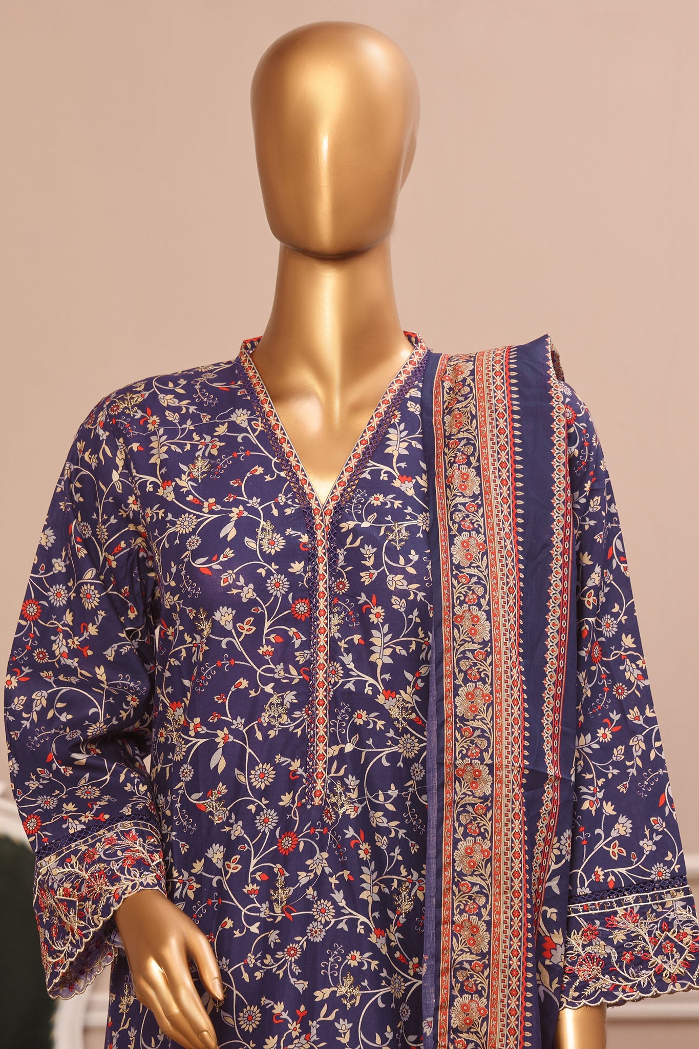 Bin Saeed Stitched 3 Piece Exclusive Emb Lawn Vol-02 Collection-WC-1583-Purple