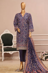 Bin Saeed Stitched 3 Piece Exclusive Emb Lawn Vol-02 Collection-WC-1583-Purple