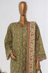 Bin Saeed Stitched 3 Piece Exclusive Emb Lawn Vol-03 Collection-WC-1703-Green