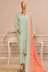 Bin Saeed Stitched 3 Piece Exclusive Emb Lawn Vol-05 Collection-WC-1950-Mint