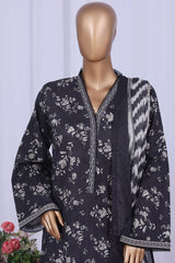 Bin Saeed Stitched 3 Piece Printed Cotton Vol-05 Suit-WC-2506-Black