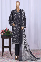 Bin Saeed Stitched 3 Piece Printed Cotton Vol-05 Suit-WC-2506-Black
