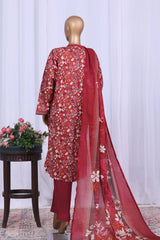 Bin Saeed Stitched 3 Piece Printed Cotton Vol-05 Suit-WC-2508-Maroon