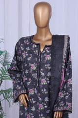 Bin Saeed Stitched 3 Piece Printed Cotton Vol-05 Suit-WC-2509-Black
