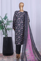 Bin Saeed Stitched 3 Piece Printed Cotton Vol-05 Suit-WC-2509-Black