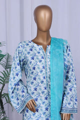 Bin Saeed Stitched 3 Piece Printed Cotton Vol-05 Suit-WC-2512-Ferozi